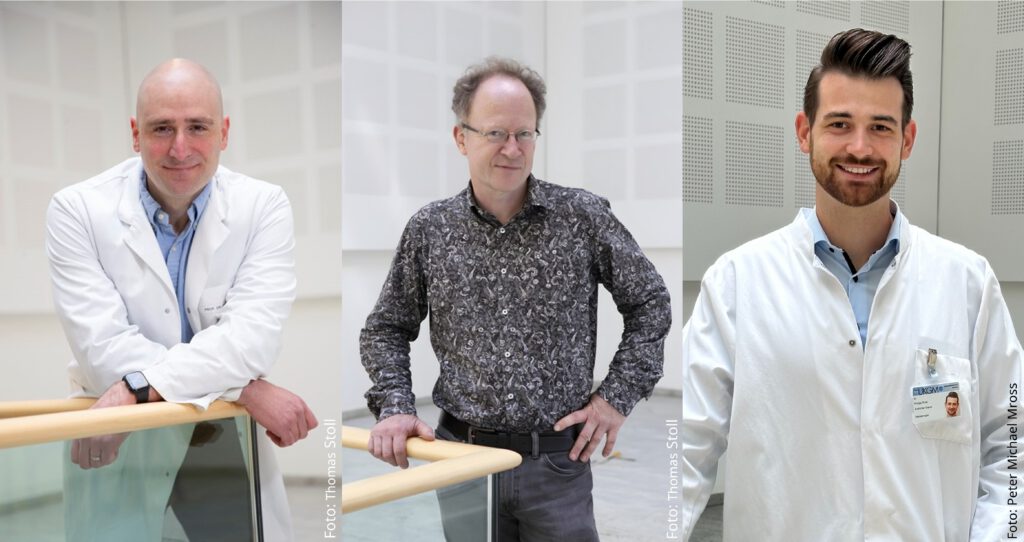 Befassen sich mit Chancen und Risiken von KI im medizinischen Kontext: Ivica Grgic, Martin Hirsch und Philipp Russ (v. l. n. r.). Foto: Thomas Stoll und Peter Michael Mross