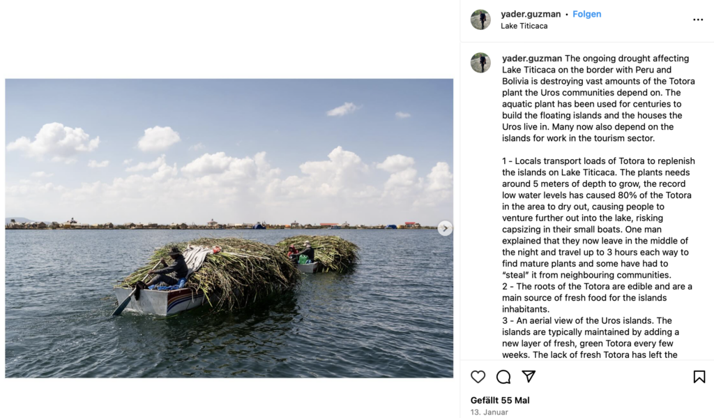 Fotojournalist Yader Guzman dokumentiert den Transport von Totora, um die Inseln im Titicacasee aufzufüllen.