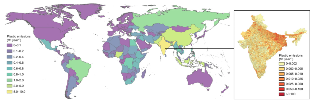 Grafik zur globalen Emission von Makroplastik in die Umwelt