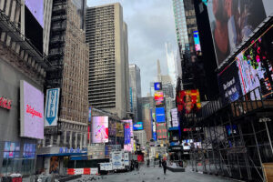 Leere Straßen am Times Square: Die Corona-Pandemie veränderte die Arbeitswelt und den Konsum grundlegend. © Wikimedia