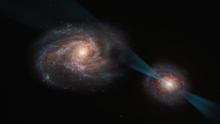 Astronomen beobachten, wie ein Quasar eine Galaxie verwüstet