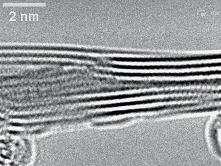 Live-Aufnahme im Nanomaßstab: So wird ein Selen-Nanodraht wie Zahnpasta aus der Röhre gepresst – festgehalten im Elektronenmikroskop. © University of Nottingham