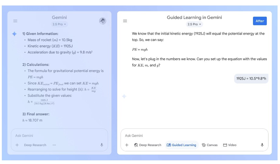 Im Modus „Guided Learning“ hilft Gemini, Zusammenhänge zu verstehen – nicht nur Antworten zu liefern. © Google