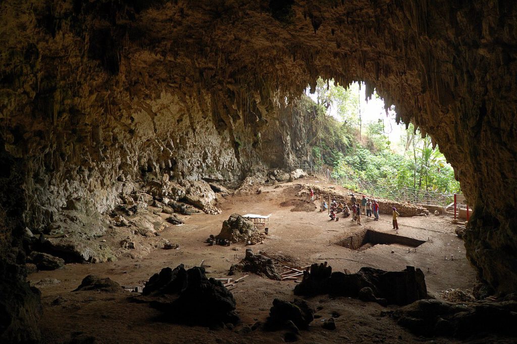 Liang-Bua-Höhle auf Flores: Hier entdeckten Forscher 2003 die Überreste von Homo floresiensis, den echten „Hobbits“ der Menschheitsgeschichte. © Rosino via Wikimedia unter CC BY-SA 2.0