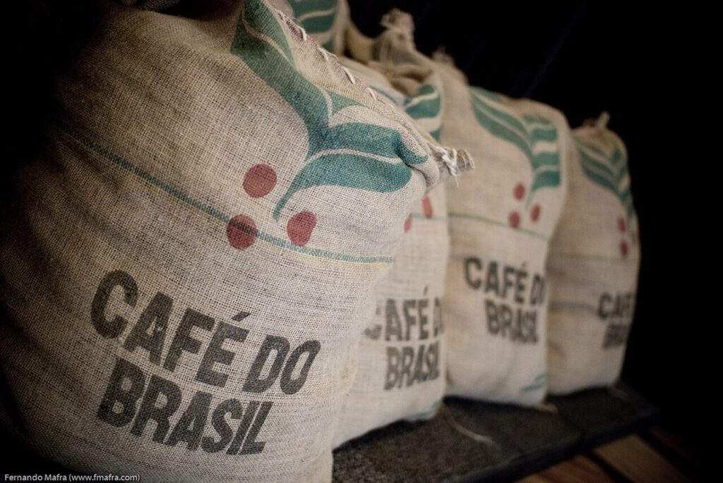Kaffeesäcke in Santos, Brasilien