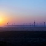 Windräder im Sonnenuntergang