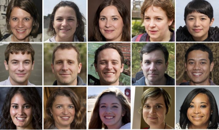 Porträts zeigen reale Menschen und KI-erzeugte Gesichter