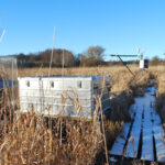 In einem Moor sind verschiedene Messinstrumente augebaut.