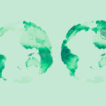 Das Bild zeigt saisonale Veränderungen der Landvegetation. Aus Satellitendaten berechnen Forschende den globalen grünen Schwerpunkt und dokumentieren seine langfristige Verschiebung nach Nordosten.