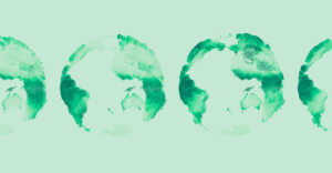 Das Bild zeigt saisonale Veränderungen der Landvegetation. Aus Satellitendaten berechnen Forschende den globalen grünen Schwerpunkt und dokumentieren seine langfristige Verschiebung nach Nordosten.