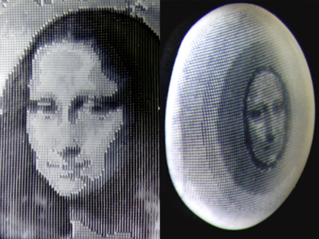 Foto des intelligenten Materials, das die Mona Lisa abbildet.