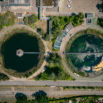 Kläranlage aus der Vogelperspektive