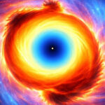 Anschauliche Darstellung von ENDTRANZ, der Übergangszone zwischen Gashülle und protoplanetarer Scheibe. Der rot gefärbte Ring zeigt, wie Gas von der einfallenden Hülle in geordnete Rotation übergeht. © Indrani Das/ASIAA