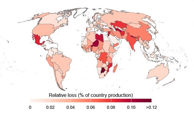 Länder mit besonders hoher Anfälligkeit für Ernteverluste durch Bodendegradation. © Karte: GHI