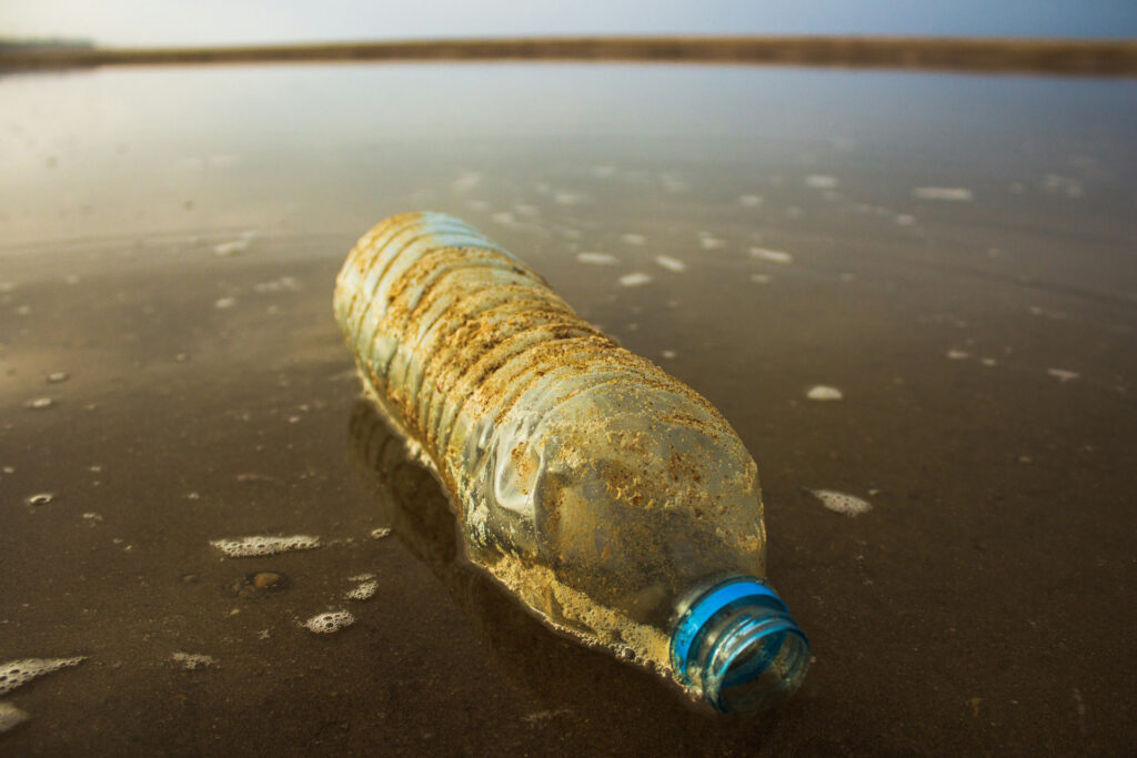 Plastikflasche am Strand
