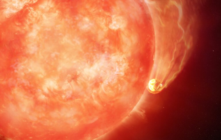 Ein Stern verschlingt einen Planeten: Astronomen beobachteten erstmals deutliche Hinweise auf einen solchen Vorgang. Ein ähnliches Schicksal könnte auch der Erde drohen. © NSF/NOIRLab